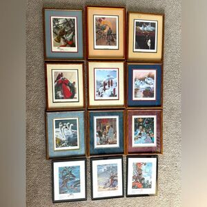 Rare Find Fernandez The 12 Days of Christmas Series Matted Framed Prints